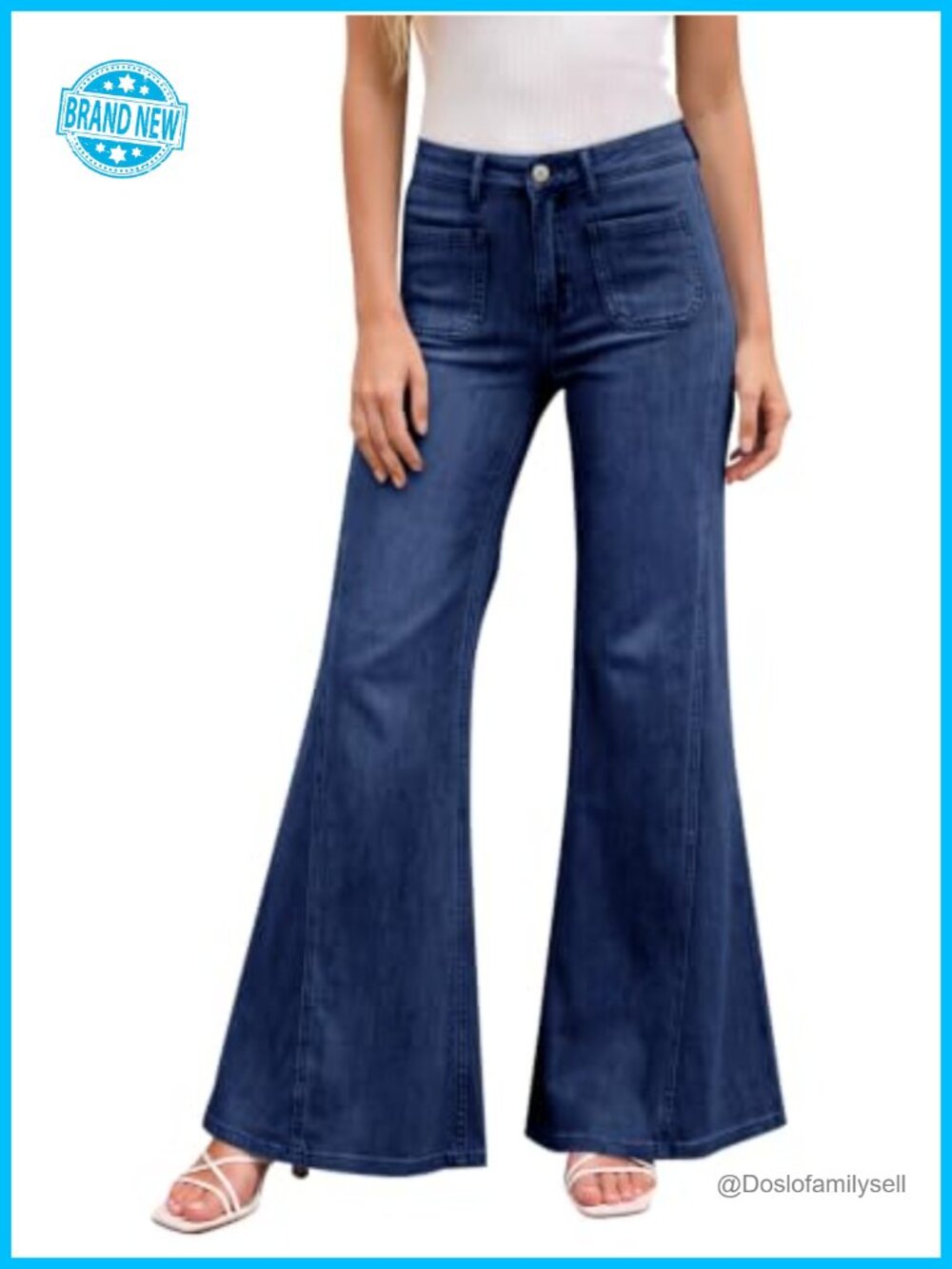 Womens High Waisted Flare Jeans Bell Bottom Denim Pants